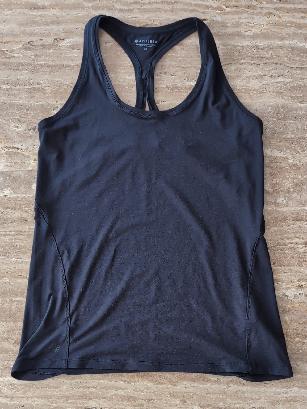 Athleta Solid Black Racerback Performance Tank Size M Like New